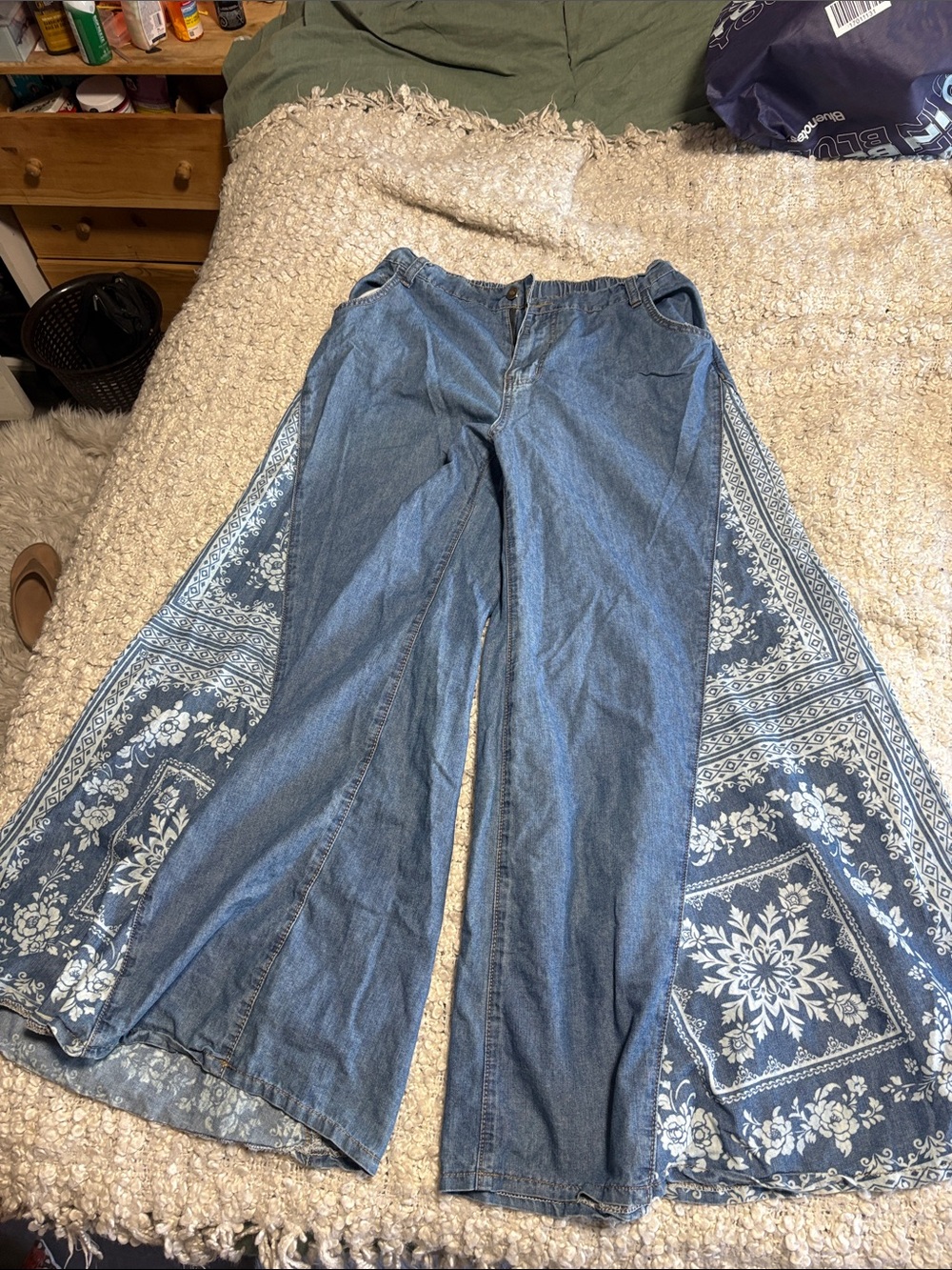 High-Rise Blue Denim Wide-Leg Jeans